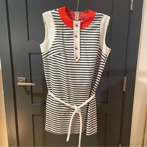 Vintage Americana knitting mills dress striped tie belt rope